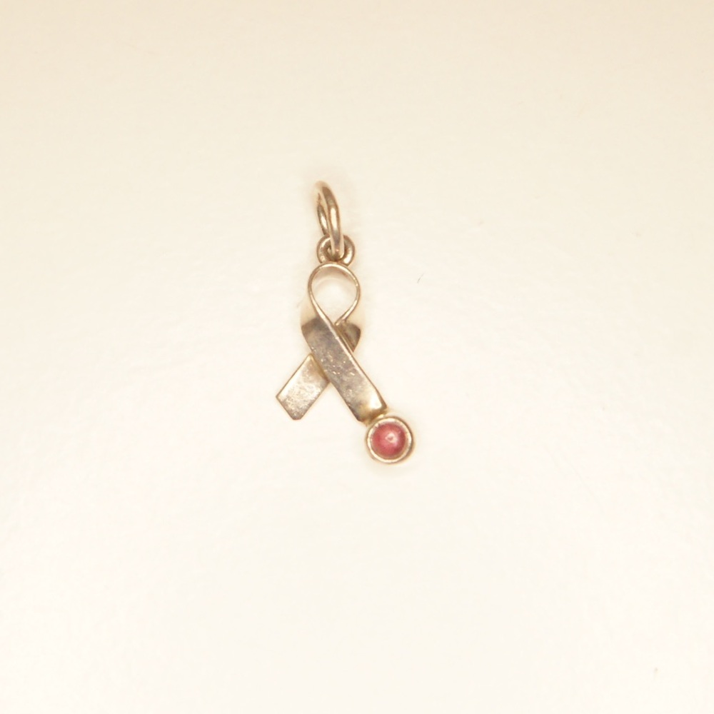 Sterling silver amethyst awareness ribbon charm